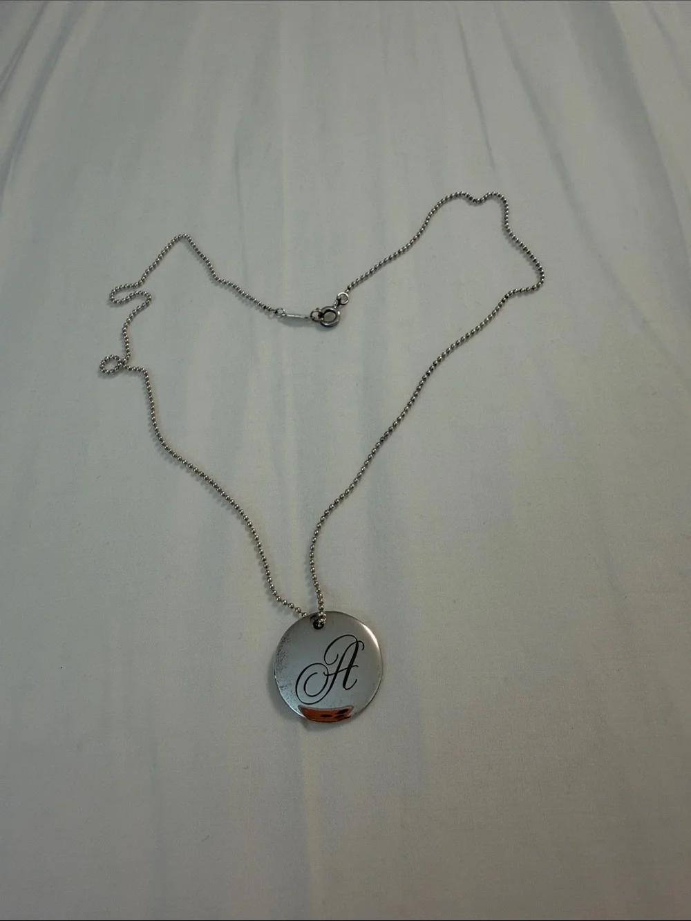 Tiffany and Co Sterling Silver Round Initial Pendant Necklace - Letter A